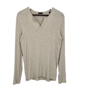 ATM Womens Longsleeve Micromodal Blouse Top Button Neck M Ivory Soft Casual